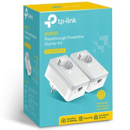 TP-Link TL-PA4010P Kit Adaptador Powerline AV600, 2 Unidades, 600 Mbps, Alcance 300m